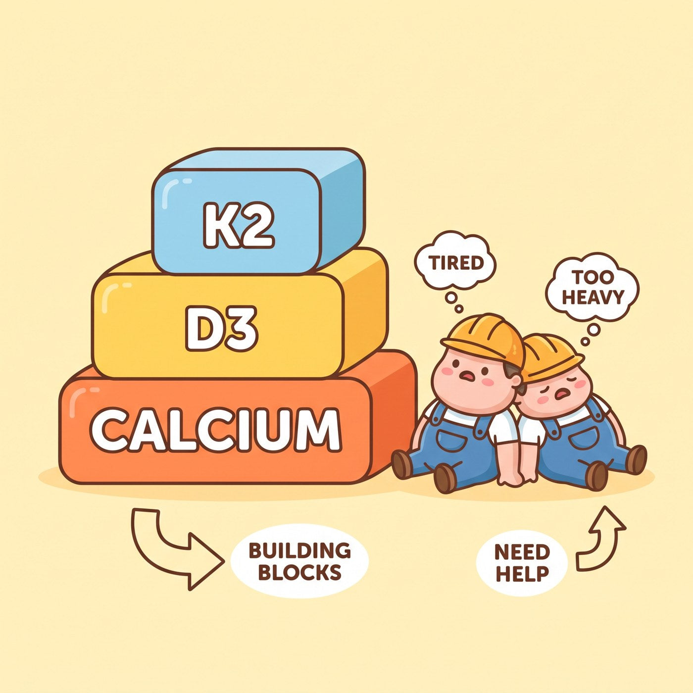 The bone-builders surrounded by raw materials — calcium, D3, K2, magnesium — they don't have the energy to use them.