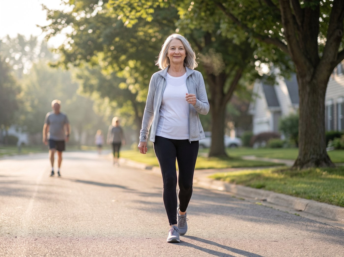Deborah walking her morning loop with ease, energized.